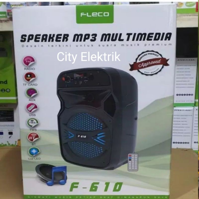 Speaker Bluetooth Karaoke Fleco F-610 Free Mic