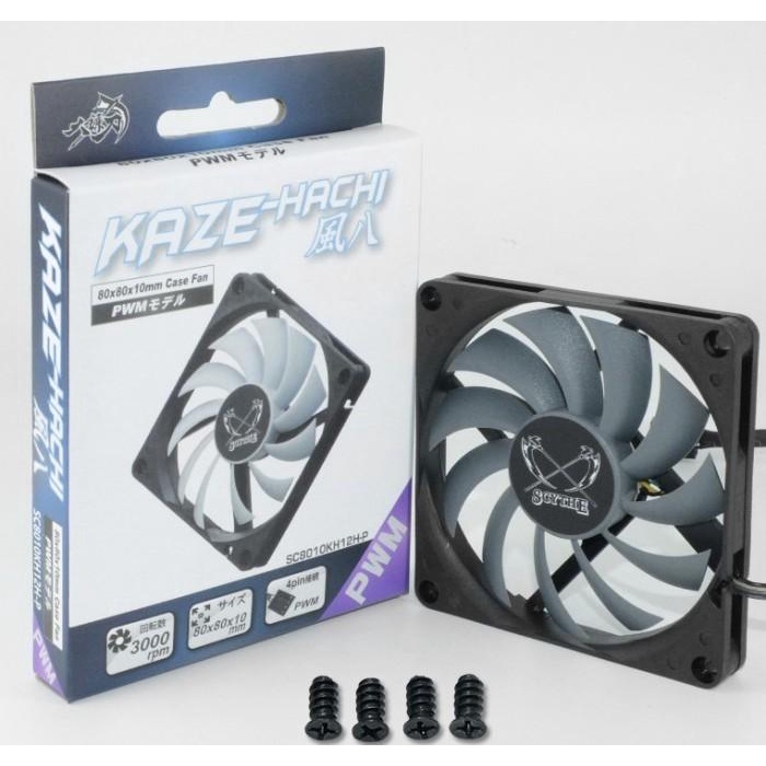 Scythe Kaze Hachi 80 Mm 8 Cm Fan Slim Pwm 3000 Rpm Case Cpu Non Rgb