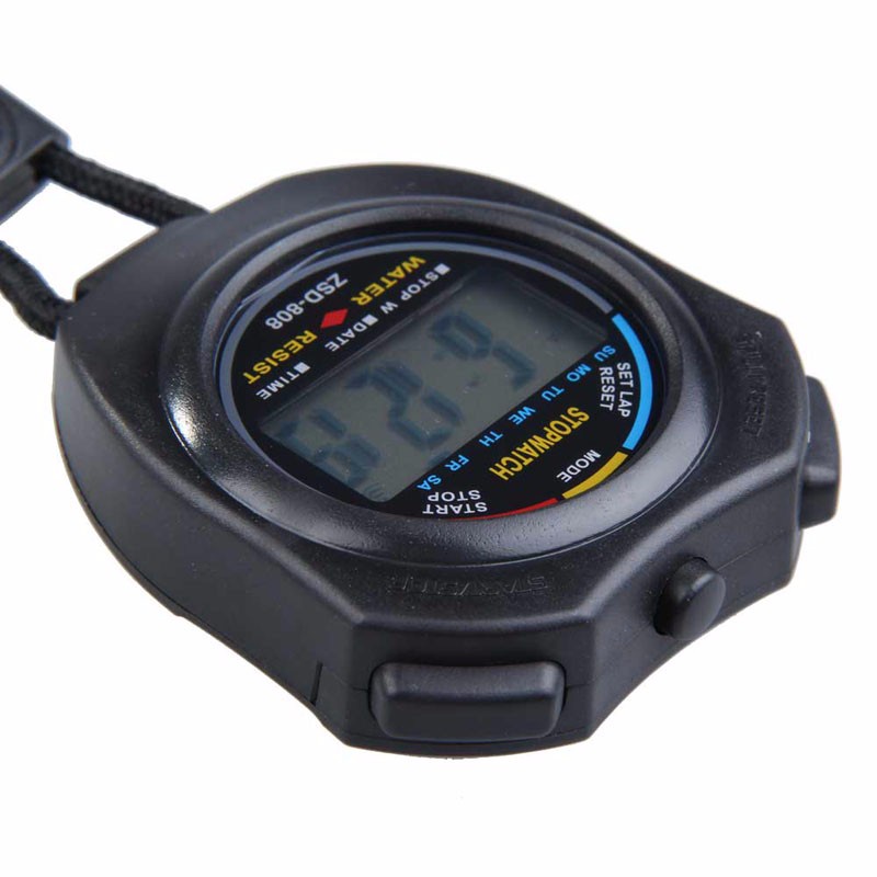 Stopwatch Profesional LCD dengan Strap Murah -Hitam