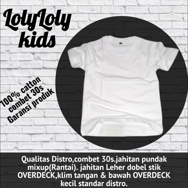 KAOS POLOS ANAK LENGAN PENDEK COTTON COMBED 30S BAJU KAOS KIDS UMUR 1-12 TAHUN