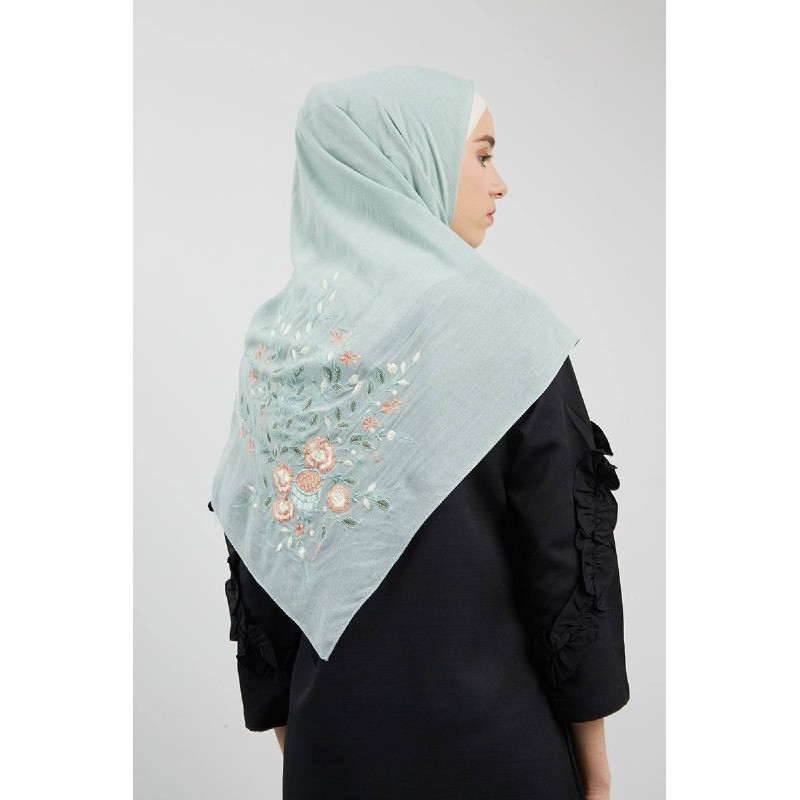 bundling Dyra HIJABLOOKS Tosca embroidery + HL paris scarf Hijab Jilbab Segi4 bordir Original