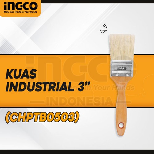 INGCO CHPTB0503 Kuas Cat Industrial Bulu Gagang Kayu Ukuran 3 Inch