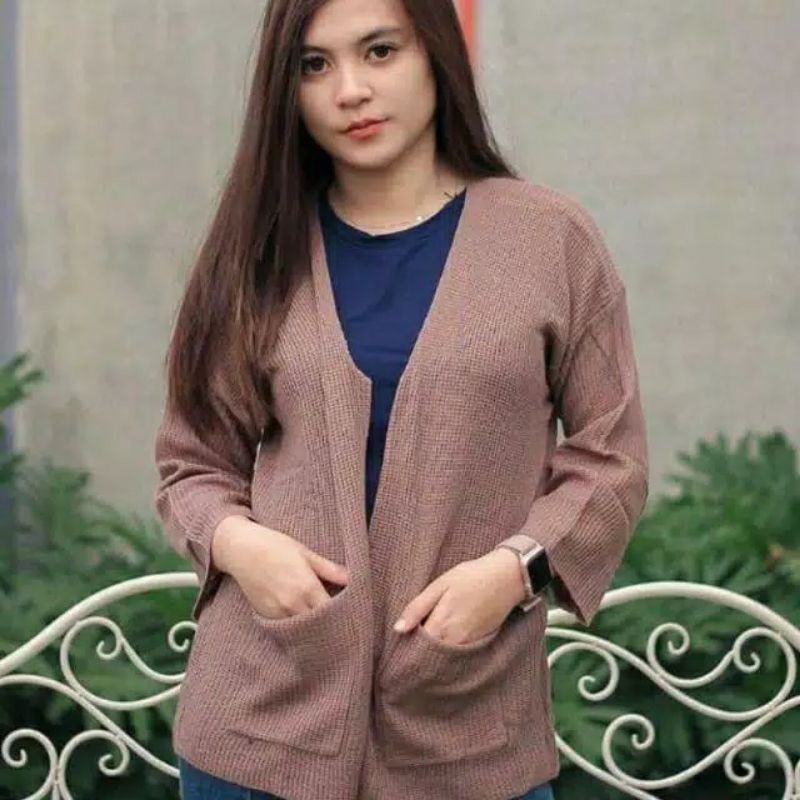 cardigan rajut locy-cardy oversize-Burgundi