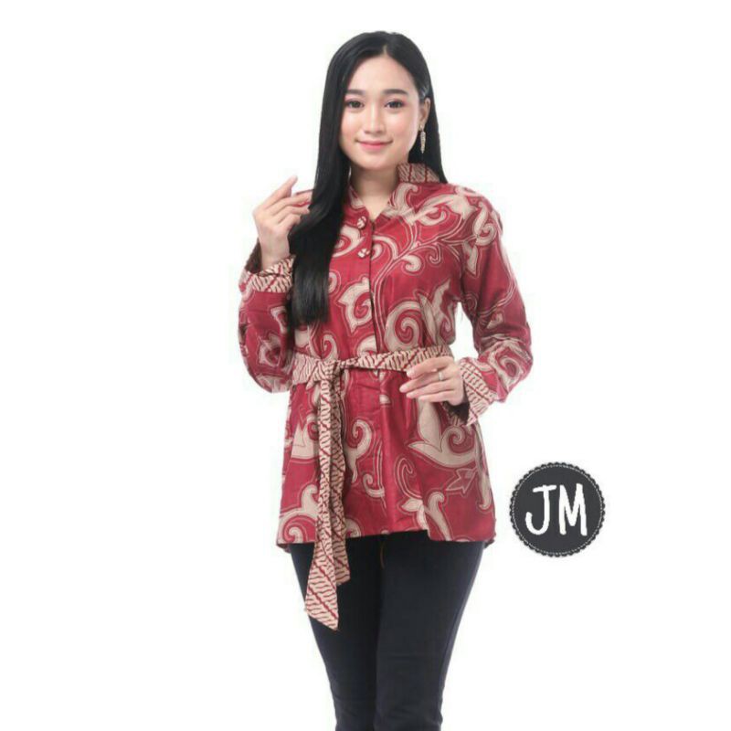 Maura Couple - Sania Ruffle Batik Couple Ori Ndoro Jowi DNT Garansi Termurah-Cewek merah