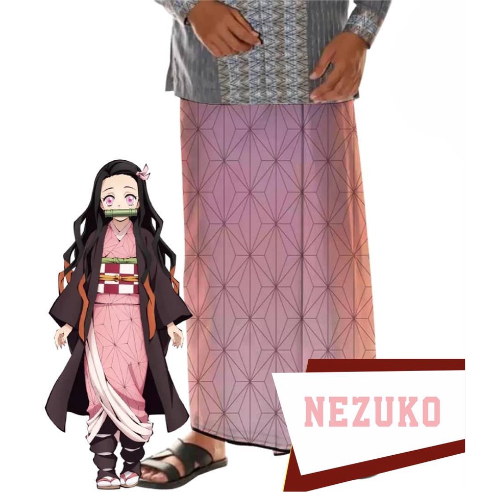 baju Sarung Samping Ibadah Wibu Anime Kimetsu No Yaiba Tanjiro Nezuko Rengoku Ginyu bisa custom