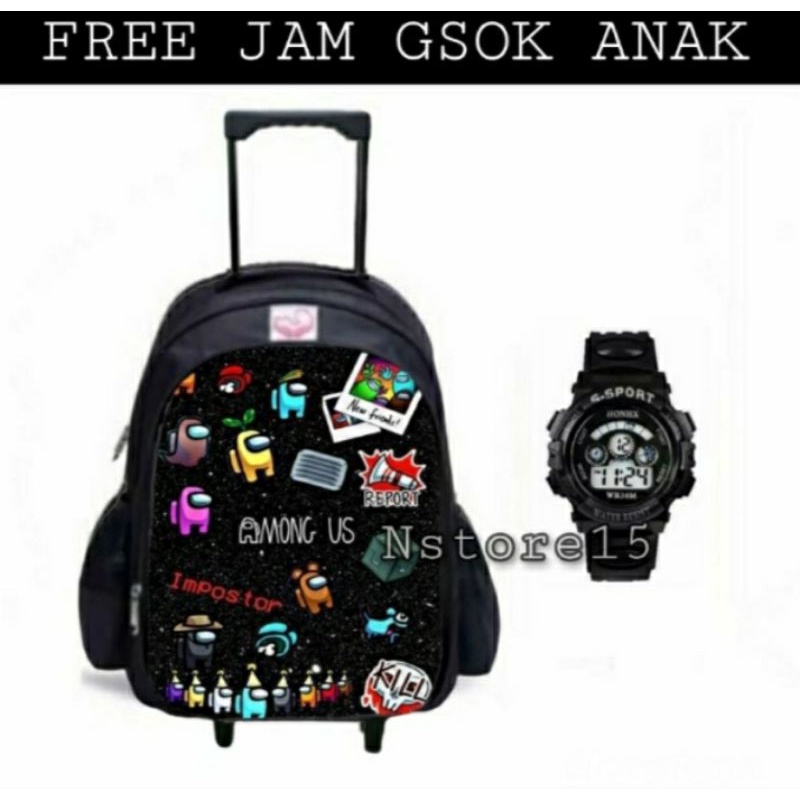 Tas ransel GAMING +jam tangan g-sock Troly anak SD tas sekolah anak laki-laki