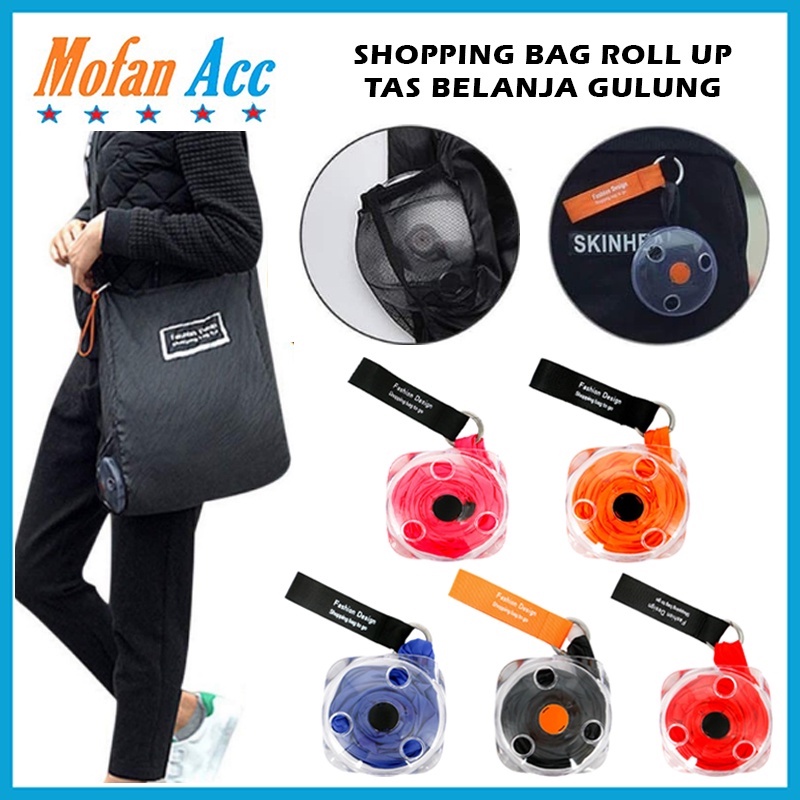 Jual Shopping Bag Roll Up / Tas Kantong Belanja Gulung Reusable Roll Up