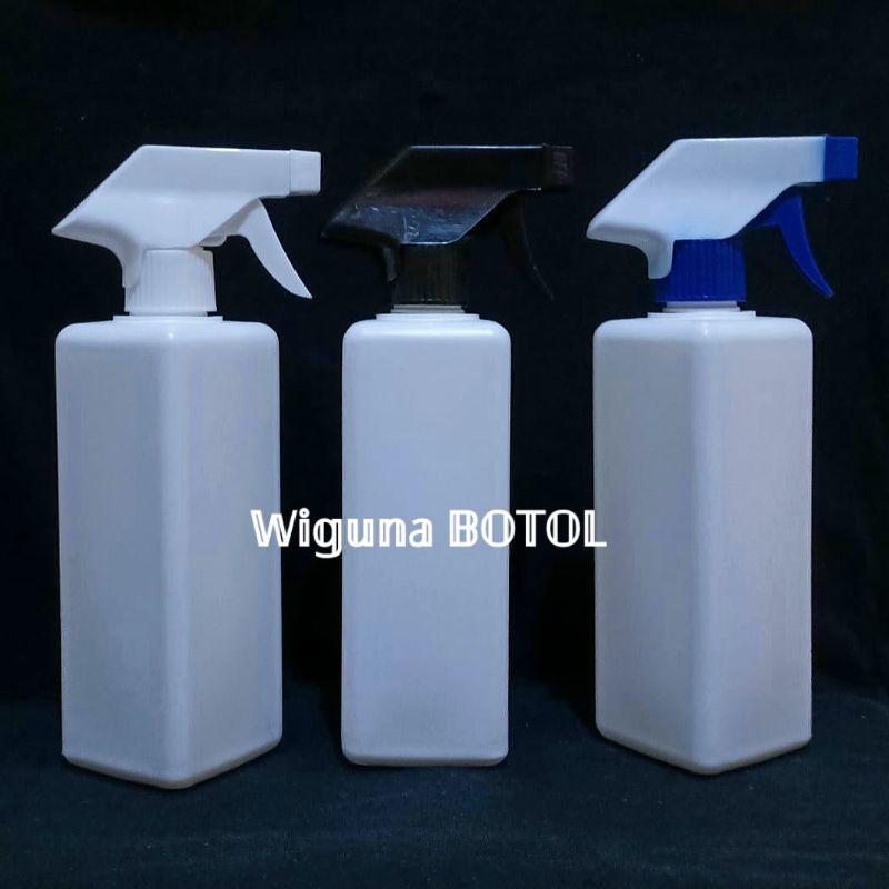 Botol Kispray 500ml HDPE kotak / Botol Spray Kispray 500ml Kotak / Botol HDPE 500ml Putih Tutup Spray Kispray