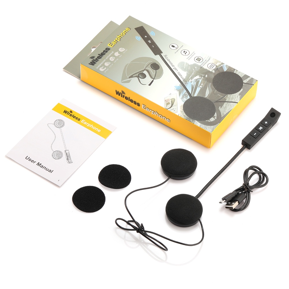 2000mAh Bluetooth 5.0 Headset Helm Sepeda Motor Headphone Sepeda Motor Nirkabel Tahan Air-180mAh-black
