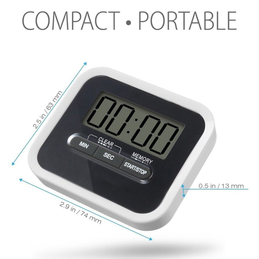 Aihogard Timer Mini Digital Dapur Countdown Timer - Black