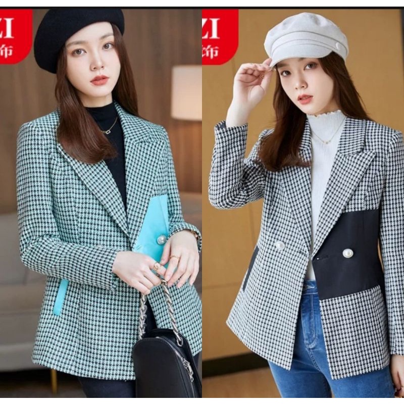 VN IROO TWEED BLAZER PREMIUM /  BLAZER VINTAGE KOREAN STYLE / WINTER TWEED BLAZER