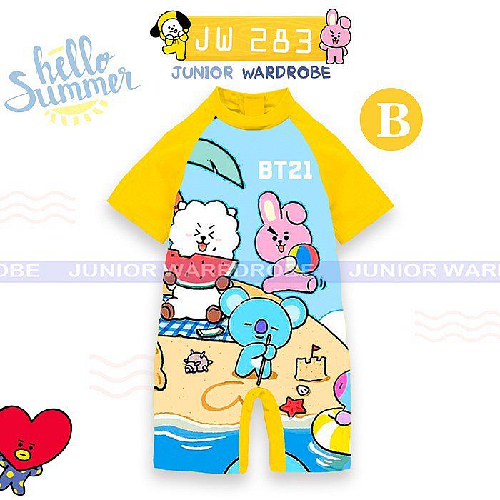 Baju Renang BT21 Anak Teen WArna Kuning Watermelon Swimwear Kartun New