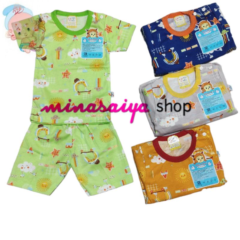 ARTHUR &amp; AIMEE Setelan Bayi Lengan Pendek Kancing Pundak Uk. S - XL