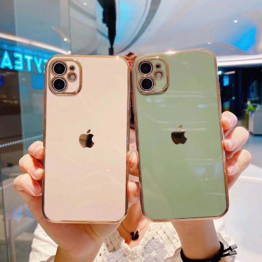 Casing iPhone Plating TPU Case Warna Solid Case Penutup