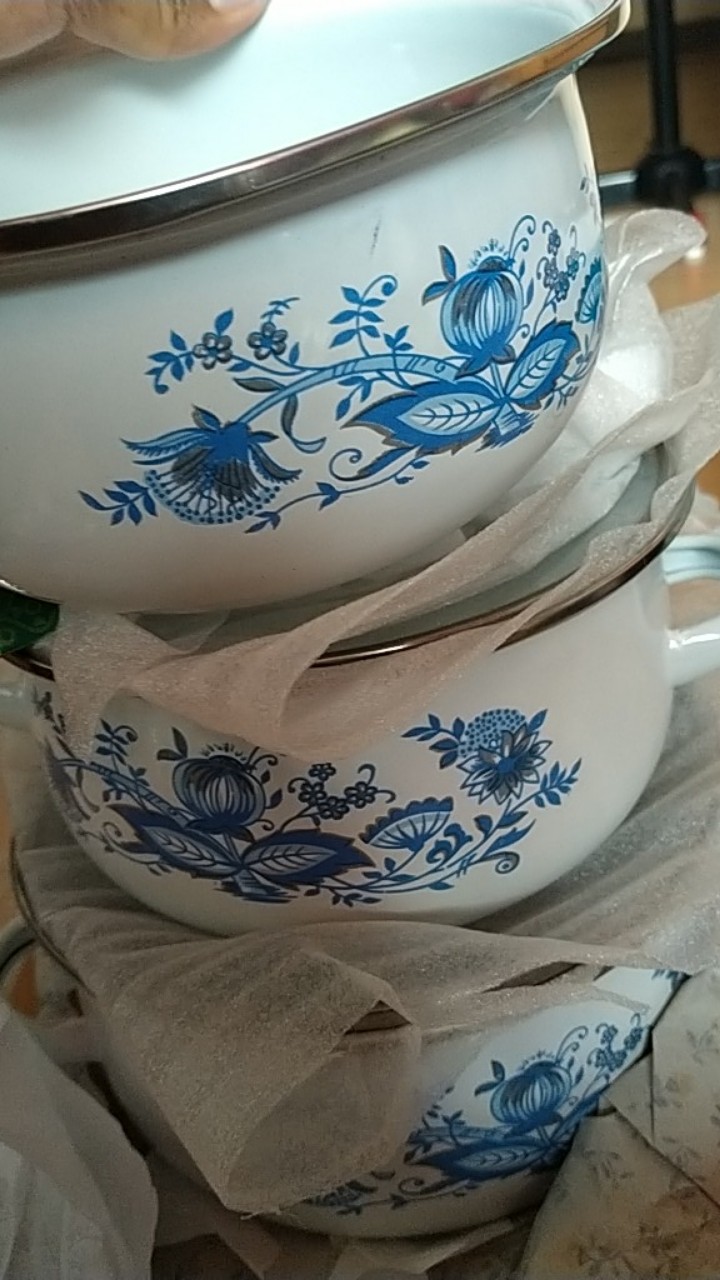 Panci Jadul Motif Bunga Isi 3pc _panci Reona Tutup Kaca