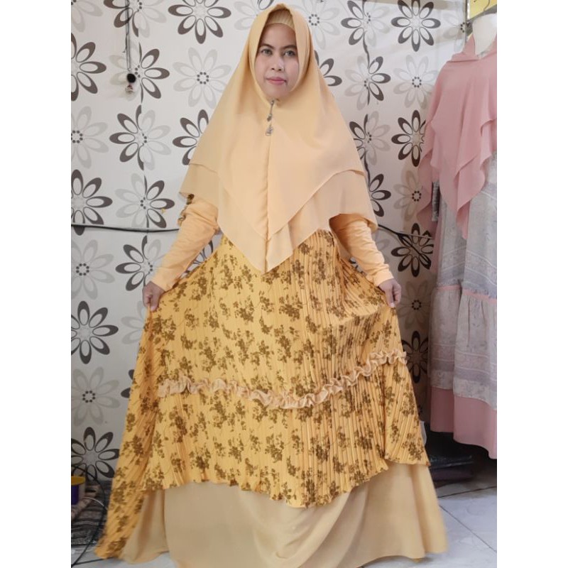 SILIZA JUMBO SET SYARI PLISKET TERBARU/GAMIS PESTA GAMIS THAMRIN/GAMIS BRANDED