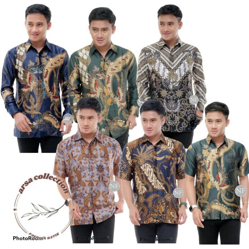 Batik Pria Lengan Pendek Terbaru Tenun Sutra Kenongo Pendek Size M L XL XXL