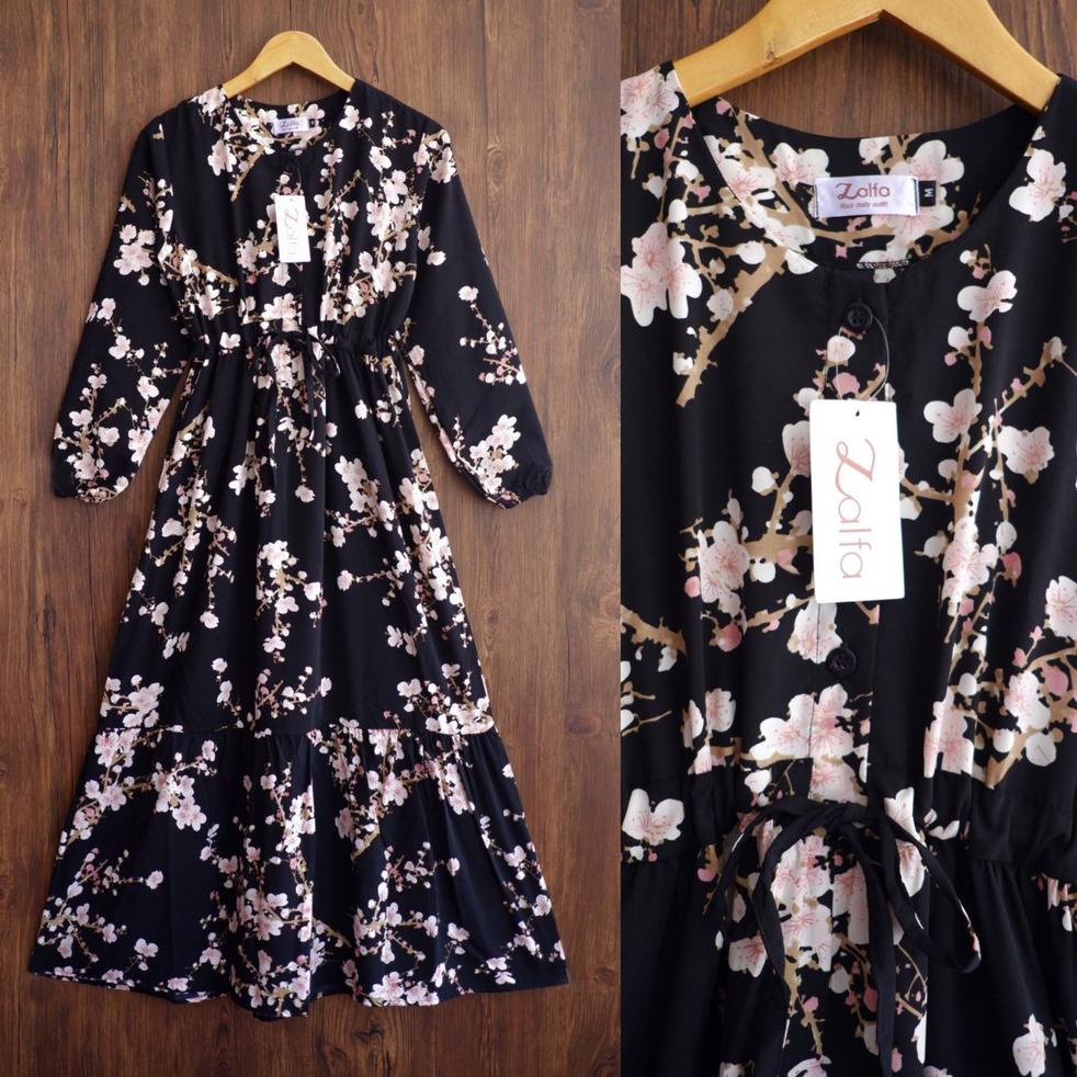 SAFIRA dress by ZALFA OUTFIT / gamis motif / Gamis wanita murah / gamis bunga "Jgw31au22м"