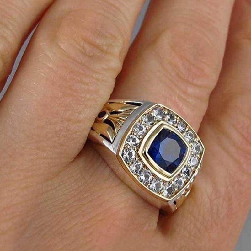 Cincin Emas Hias Batu Permata Biru Untuk Wanita