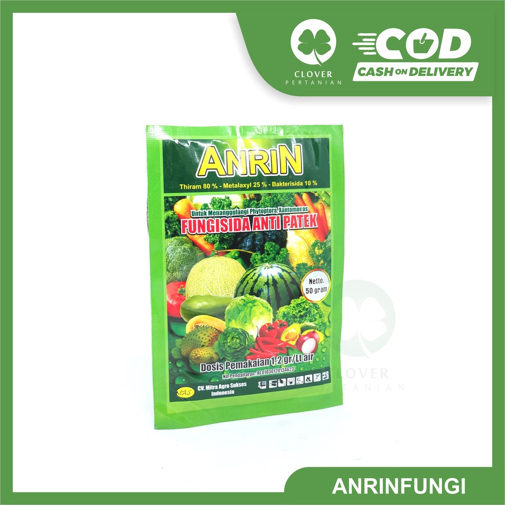 FUNGISIDA ANRIN 50 GRAM UNTUK MEMBUNUH BAKTERISIDA ANTRAKNOSA PHYTOPHTHORA XANTOMONAS CABE SEMANGKA 