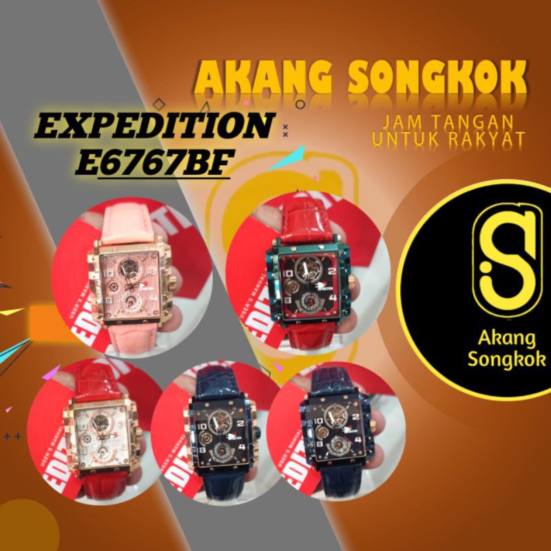 E6757B JAM TANGAN EXPEDITION WANITA STRAP KULIT ORIGINAL
