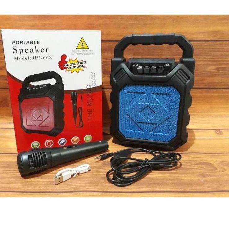 ❋ Speaker Bluetooth Mic 668 Portable - Speaker Wireless Super Bass ➨