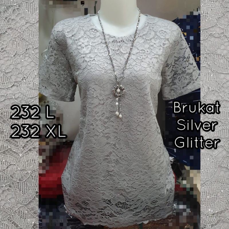 Atasan Brukat - Blouse Brukat Vany-Grey