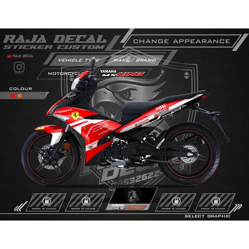 Decal Sticker Fullbody Motor Yamaha MX King 150 Motif FIAT MX 005