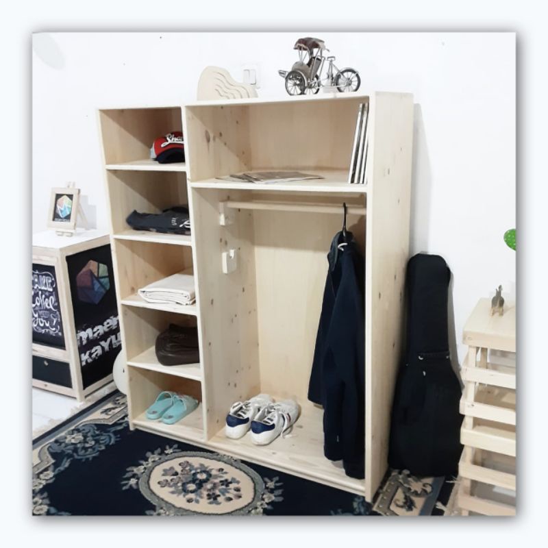 rak baju anak , lemari baju murah , lemari kayu unik , lemari pakaian - Rak pakaian anak