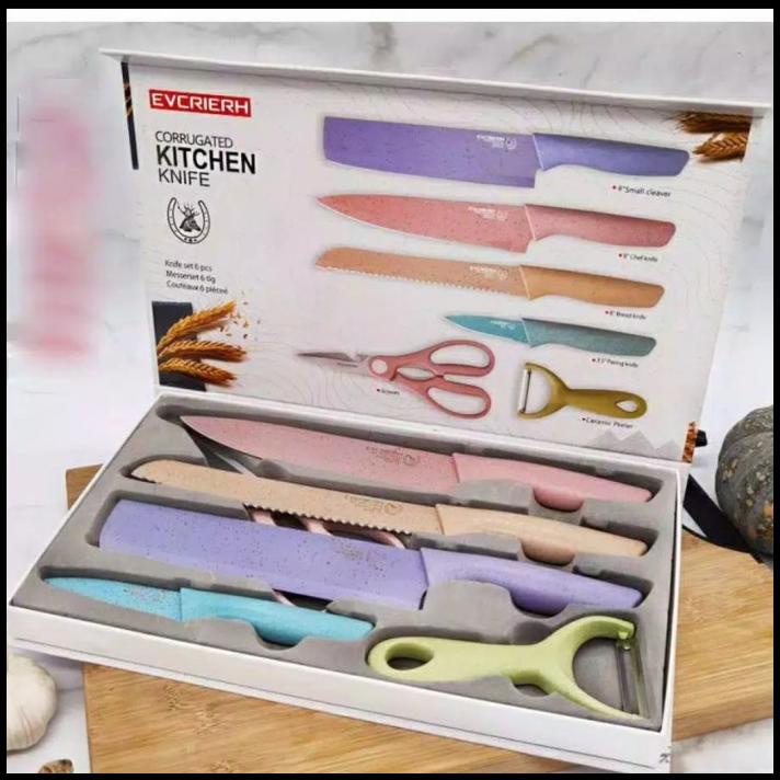 Pisau Dapur Set Isi 6Pcs Kitchen Knife Set Multicolor