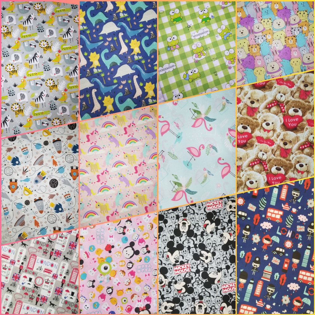 50X60CM KATUN PERCA MOTIF KARTUN | KAIN KATUN MOTIF ANAK
