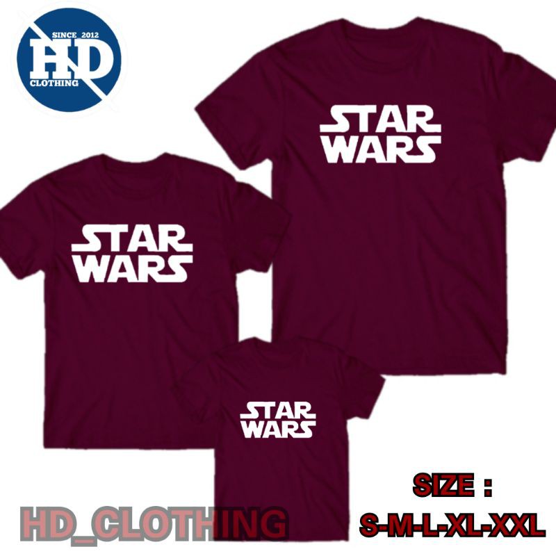 Kaos Couple Keluarga Motif Superhero Tulisan Starwars - HD Clothing