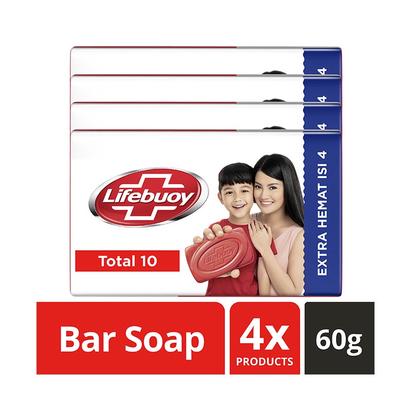 Lifebuoy Sabun Batang 60g Isi 4pcs/Sabun Mandi/Sabun Batang