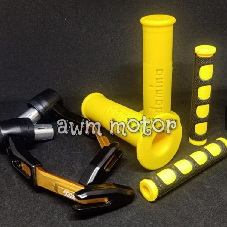 [PAKET] Handgrip Domino Polos Plus Proguard robot dan Karet Handle Universal