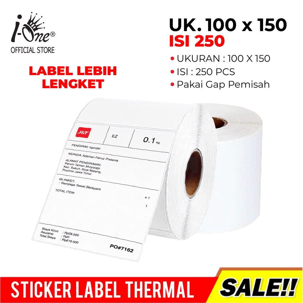 

LABEL STICKER THERMAL 100x150 isi 250pcs