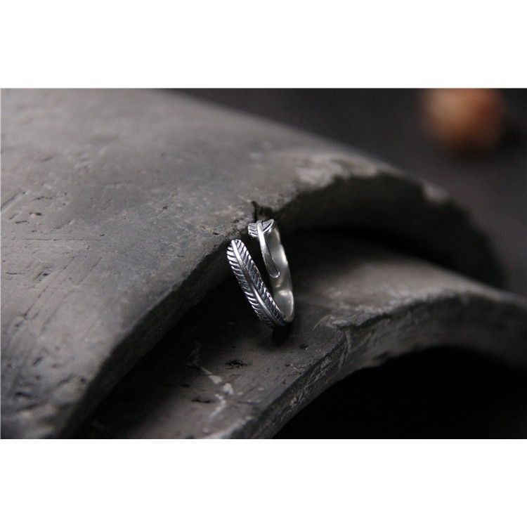 Silver Feather Ring Accessories Simple Retro Harajuku Style