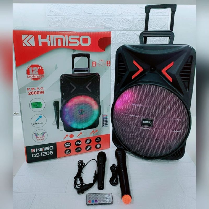 NEW SPEAKER KIMISO 12"inch MIC WIRELESS BONUS MIC KABEL SUARA JERNIH DAN KENCANG