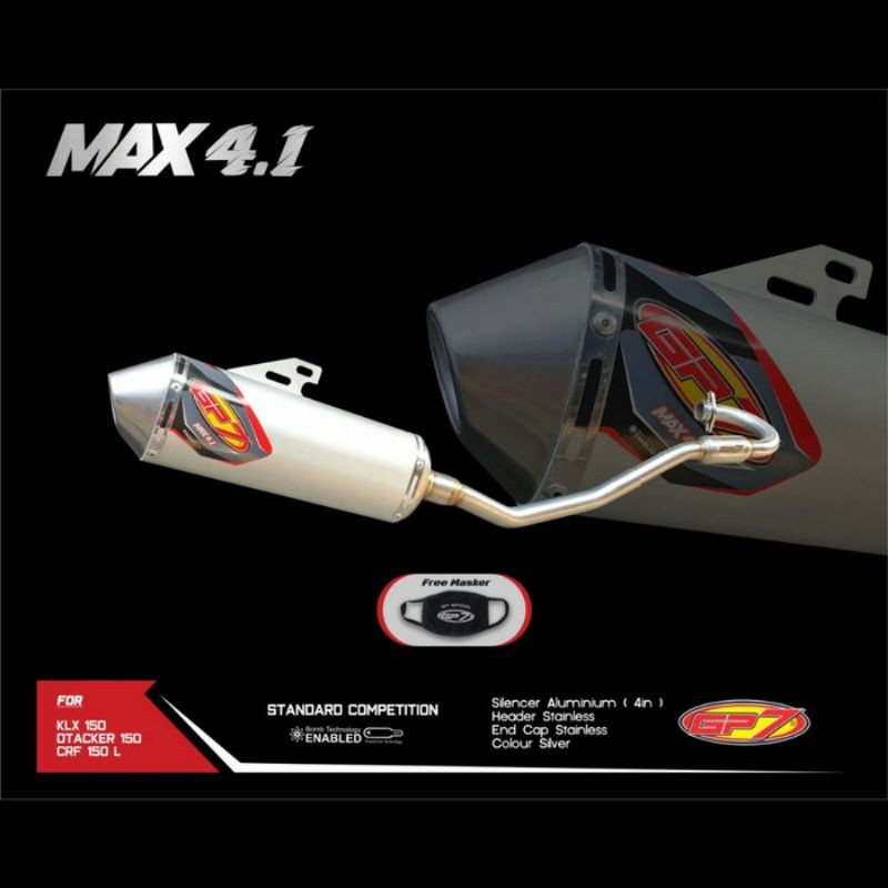 Knalpot GP7  Tipe MAX 4.1 klx/crf 150 standart competisi