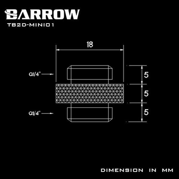 BARROW TB2D-MINI01 Mini Dual Male G1/4 5mm Extender Silver