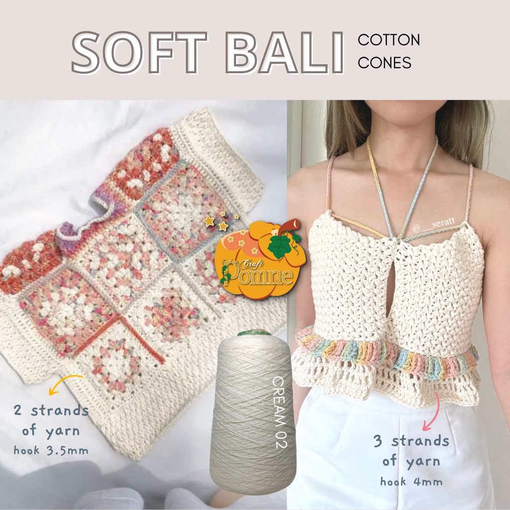 SOFT BALI COTTON CONES 250GR 100% COTTON YARN BENANG RAJUT KATUN BALI SOFT SMALL PLY