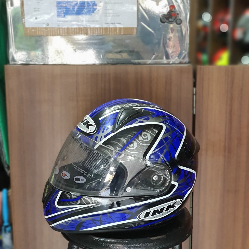 HELM INK FUSION INK FULLFACE MOTIF GREY BLUE HELM INK UKURAN BESAR