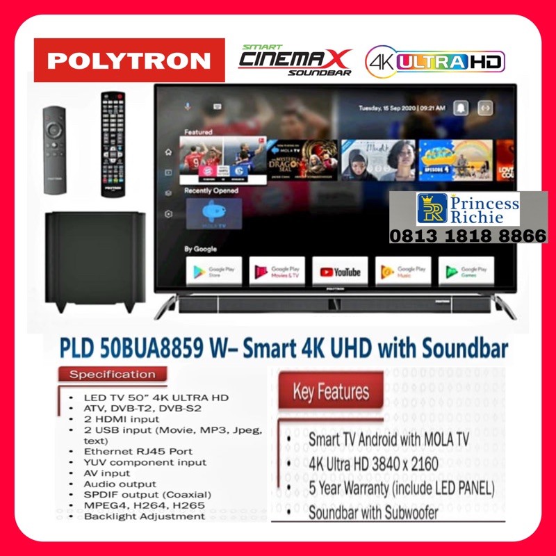 Smart UHD 4k Led tv Polytron PLD 50BUA8859