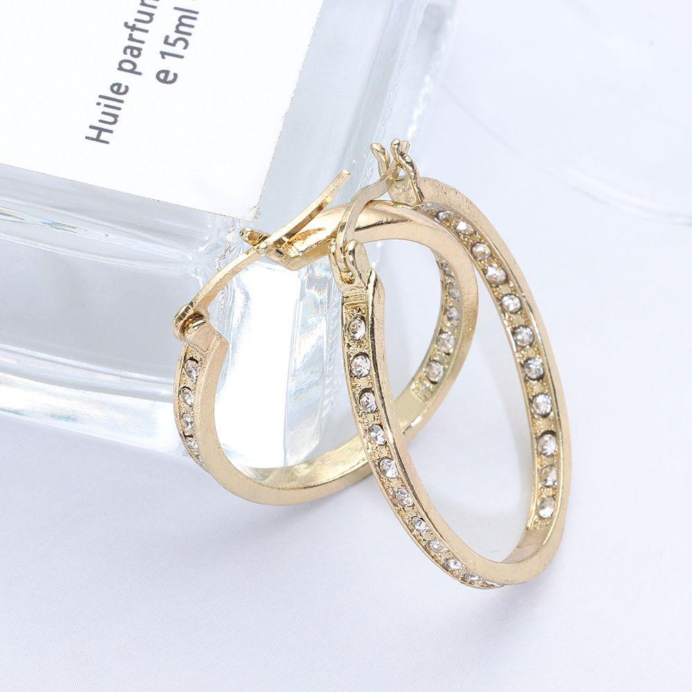 Lily 1pasang Anting Hoop Pesta Anniversary Emas Perak Mewah Sparkle Drop Juntai