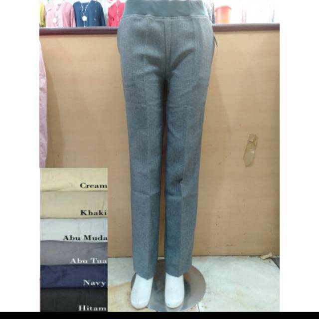 Celana kerja wanita dewasa pinggang karet modis