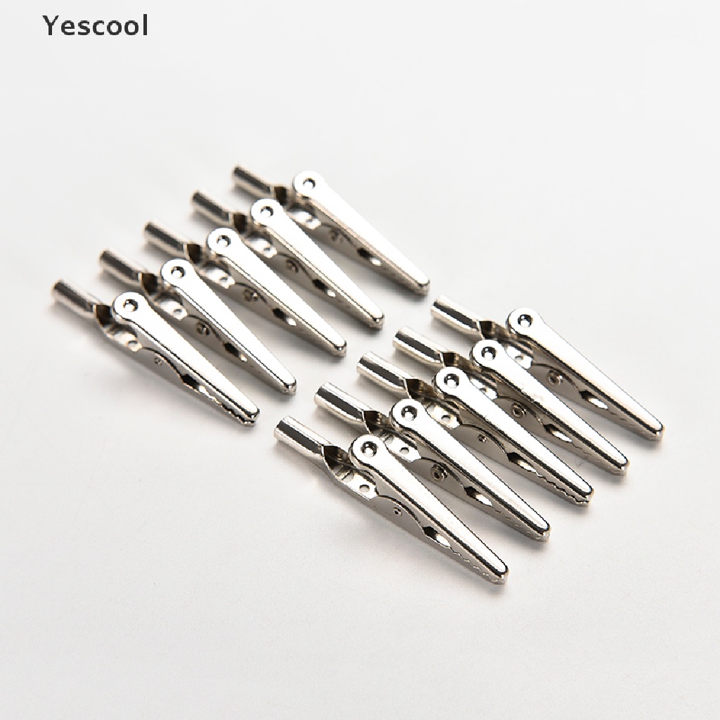 Yescool 10pcs Kabel Test Klip Buaya Bahan Stainless Steel