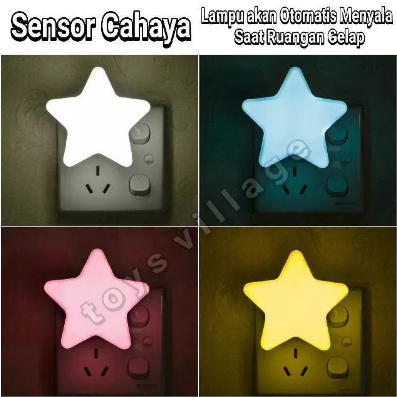 Lampu Tidur Sensor Cahaya Otomatis - Malam / Dinding Kamar - Bintang / Stars