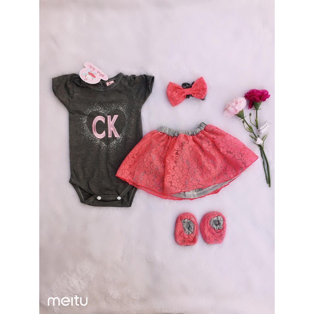 Jumper Bayi Perempuan Setelan Baju Set Rok Cinderella Free Bandana 0 3 6 9 12 bulan