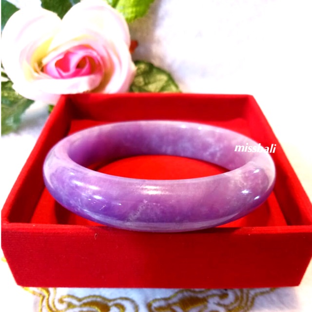 Gelang giok bangle ungu ,giok asli ,Impor dari china A29