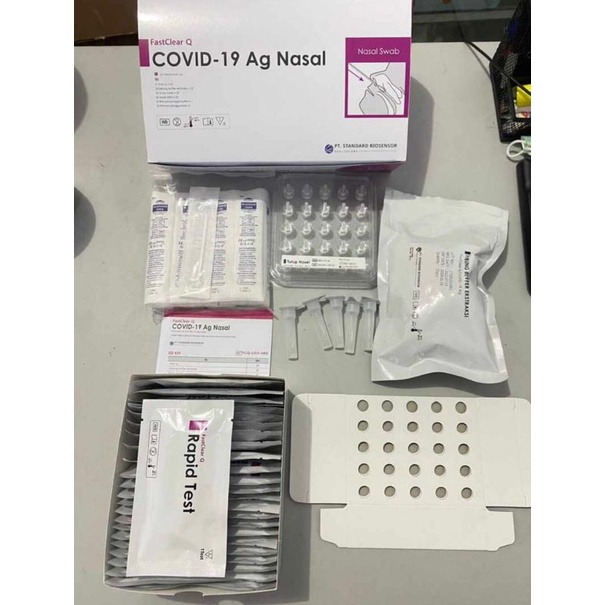 READY STOK SWAB NASAL SD BIOSENSOR STANDAR Q FAST CLEAR Q METODE NASAL SWAB PABRIK BIOSENSOR ISI 25 SET PER BOX