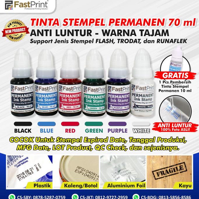 

Fast Print Ink Tinta Stempel Permanen Expired Date Plastik Besi 70 Ml